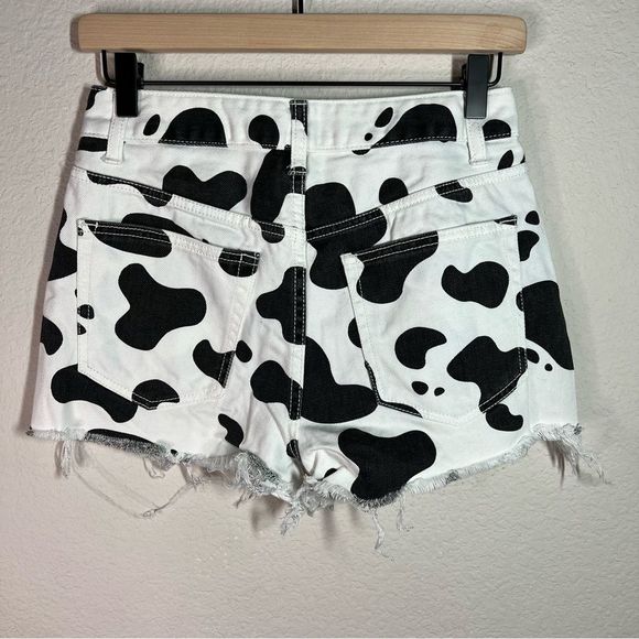 Forever 21 cow print denim cutoff Jean shorts size small - Picture 2 of 5